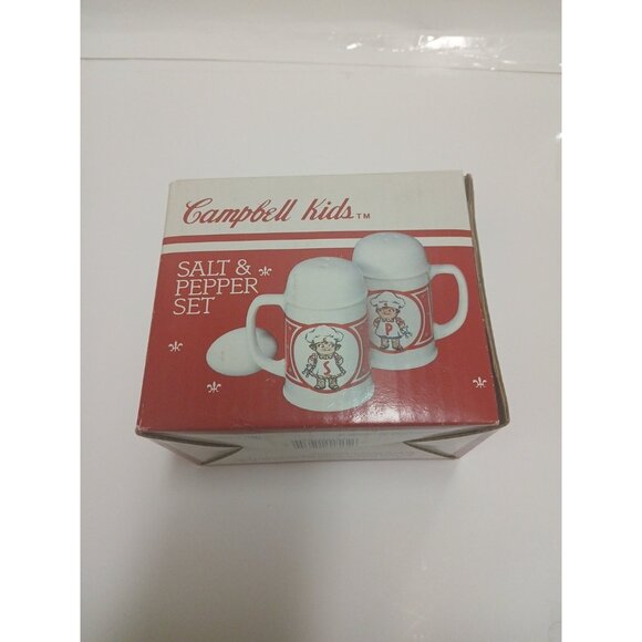 CAMPBELL’s  Soup Kids Salt and Pepper Shakers Red/White Set  5" tall With Box - Picture 3 of 7